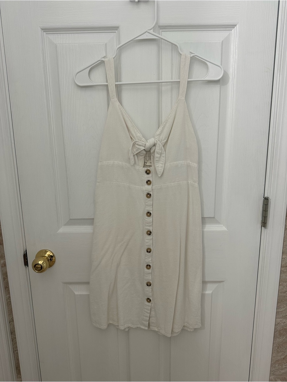 Aeropostale Cream Tie-Front Button Sundress